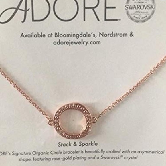 NWT Adore Bracelet Swarovski Crystals Organic Circle Rose Gold Tone - Picture 4 of 8
